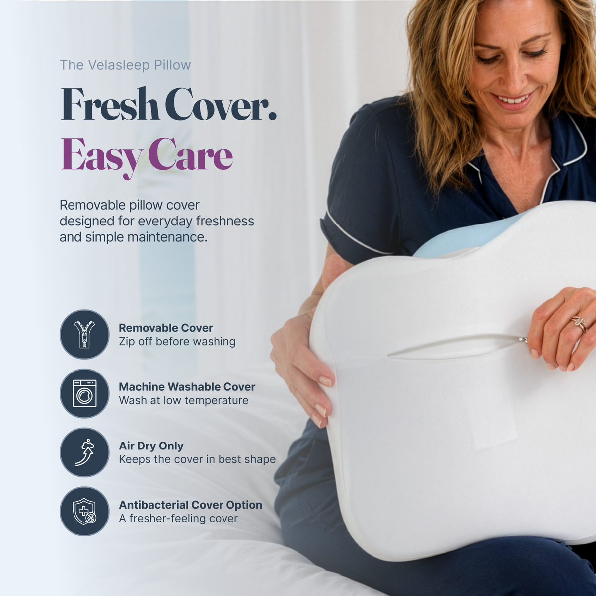 VelaSleep Pillow designed for side and back sleepers